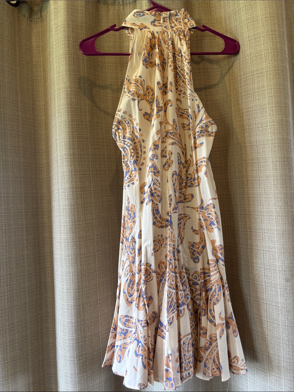 NWOT Zara Belted Paisley Printed Halter Mini Dress Tan Cream size Small - Picture 4 of 7